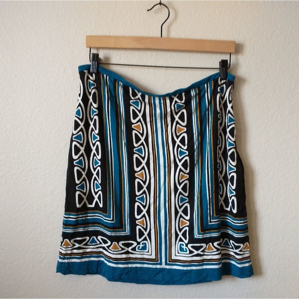 3 for $20 | Ann Taylor Loft Women's Bandana Print Skirt in Teal/Black | 10